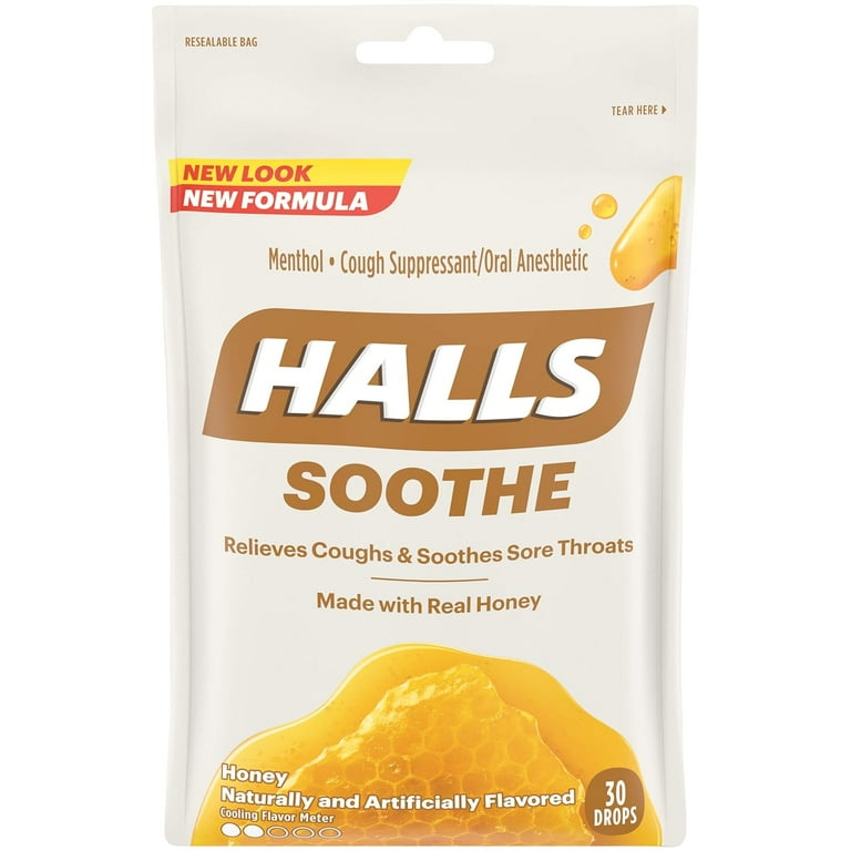 Halls Relieves Coughs & Soothes Honey Ginger 30 ct