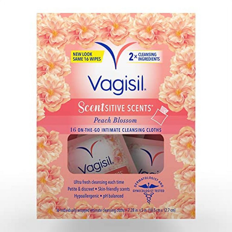 Vagisil Sensitive Scent Cleansing Cloths Peach Blossom 16 Ct